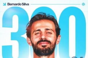 此前299場45球50助！B席迎曼城生涯英超300場里程碑之戰(zhàn)