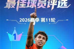 【直播吧】中超第11輪最佳：克雷桑賽季第三次當(dāng)選！2場(chǎng)轟5球1助