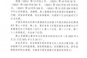 第三批假賭黑名單被罰中超球隊前高層：國安、海港、申花、泰山等